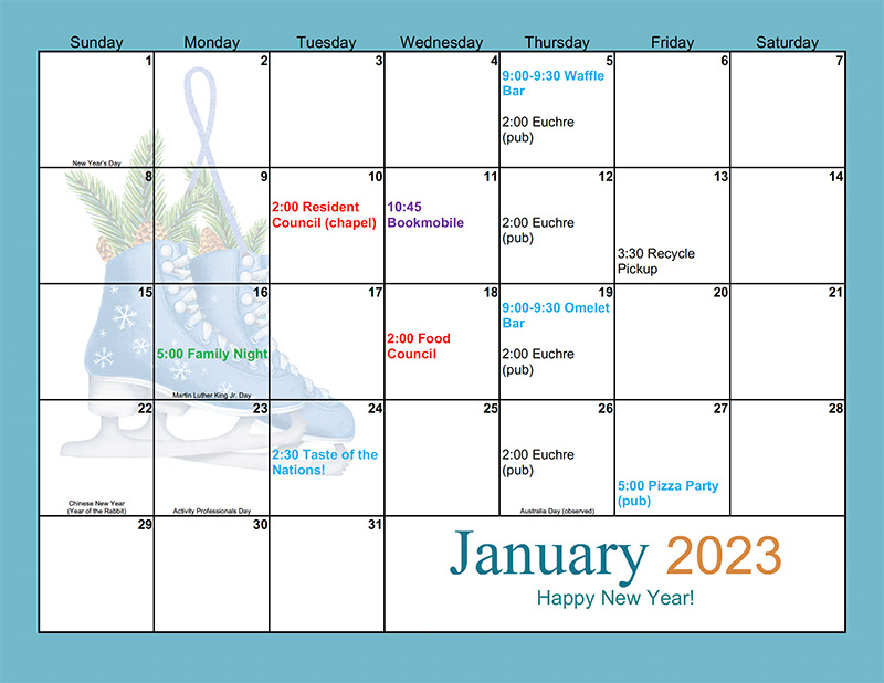January 2023 Villa Activities