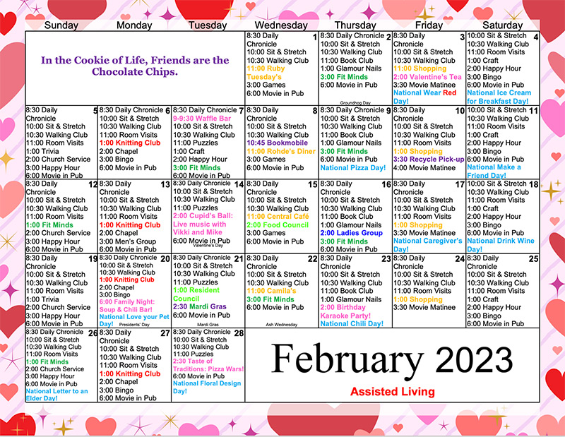 February 2023 Assisted Living Activities