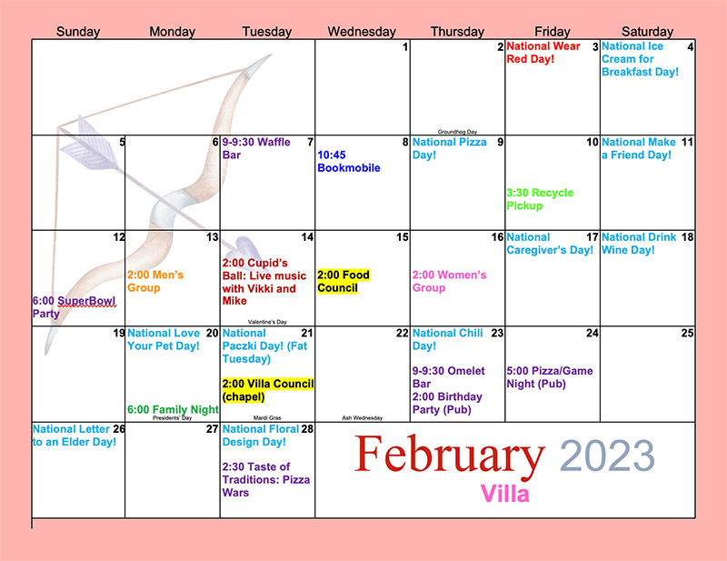 February 2023 Villa Activities