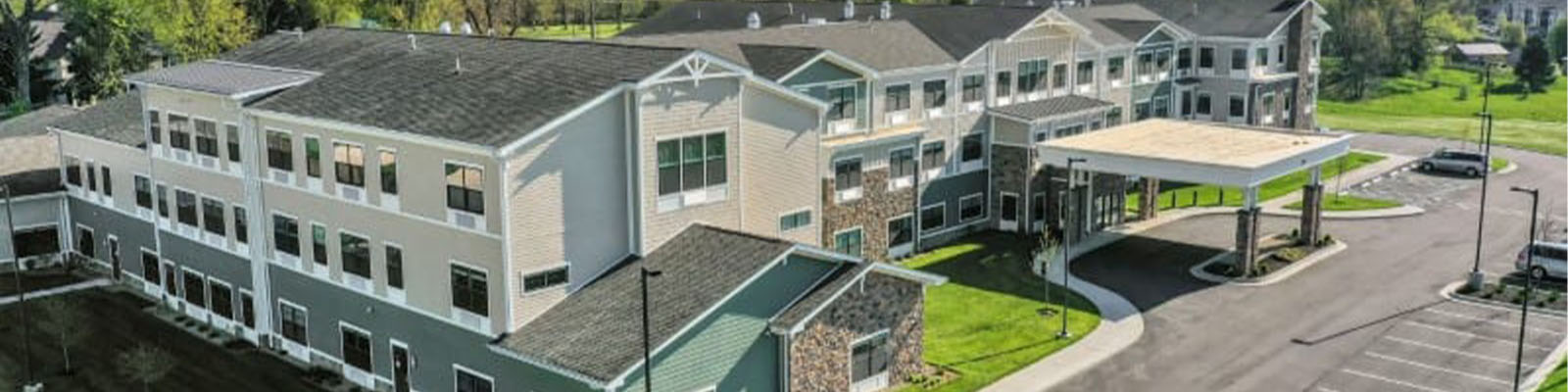 Aerial view of the Traditions of Columbus main building