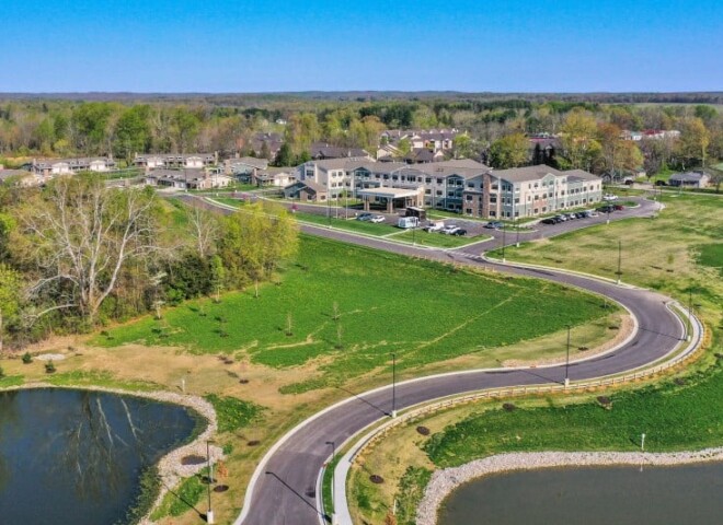 A drone shot of Traditions of Columbus